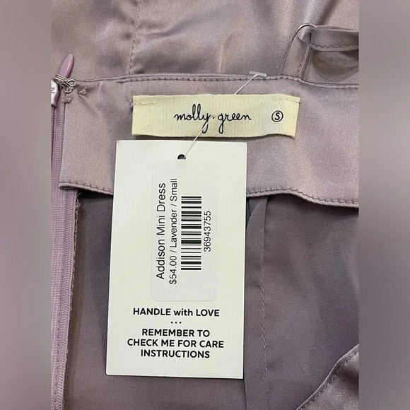 ✨ Molly Green‎ Addison Satin Mini Dress New Small - Picture 5 of 6